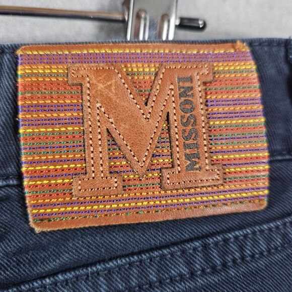 Missoni 31x32 Men's Jeans Rainbow Patch Navy Slim Leg Low Rise Made in Italy - Picture 4 of 13
